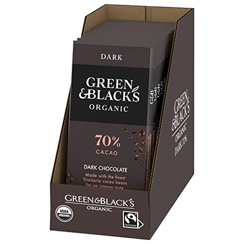 Broken bar showing texture and glossy finish of Green & Black's 70% chocolate for tasting