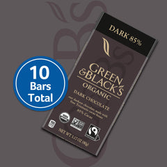 Green & Black's Organic 85% bar cross-section reveals velvety interior and depth.