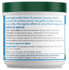 Green Foods matcha powder in a bowl with vibrant emerald color