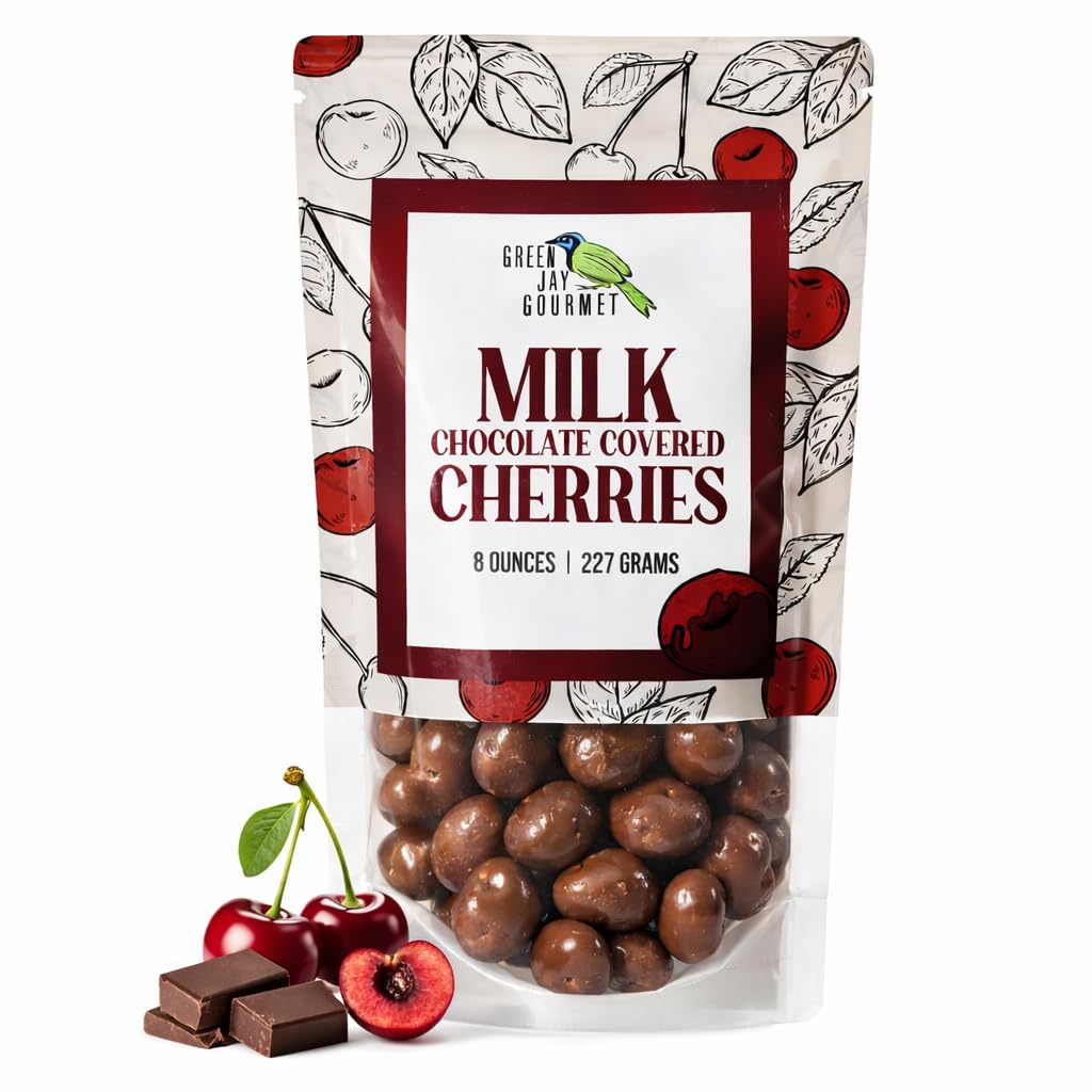 Green Jay Gourmet Milk Chocolate Cherries in a resealable bag preserve freshness