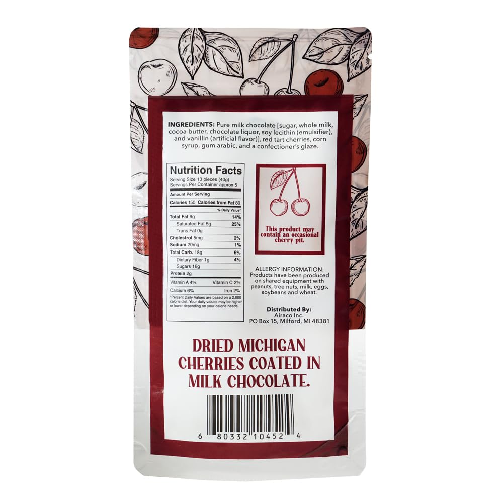 Green Jay Gourmet Milk Chocolate Cherries closeup highlights rich chocolate over plump cherries