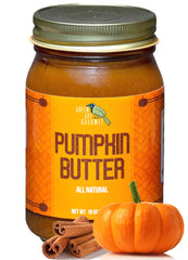 Green Jay Gourmet Pumpkin Butter 19oz bottle pour shows rich, spiced spread for breakfasts