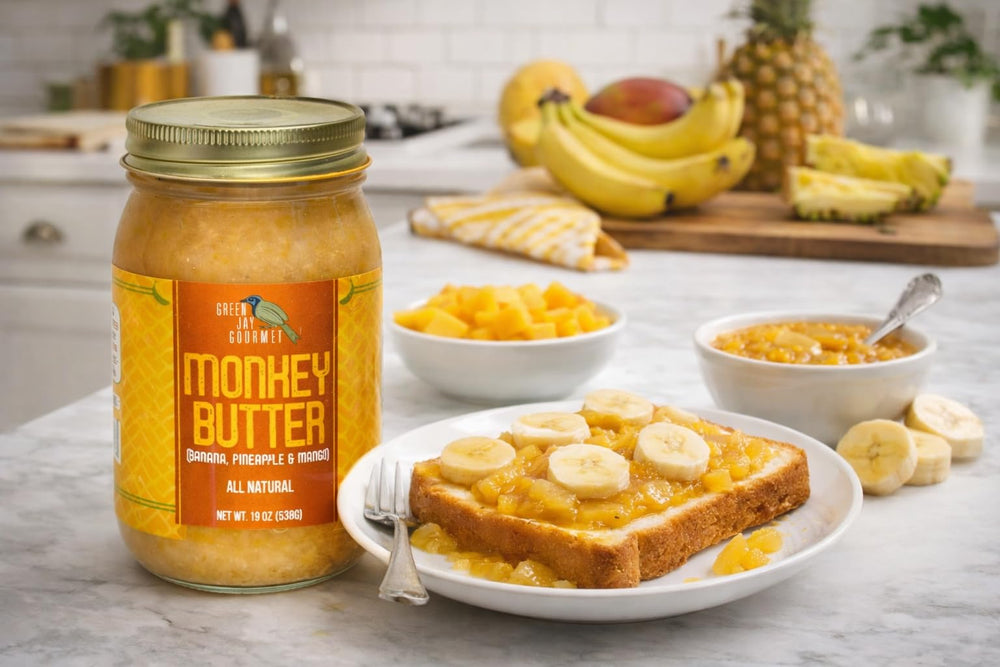Monkey Butter spread on toast, creamy breakfast idea with fruit butter