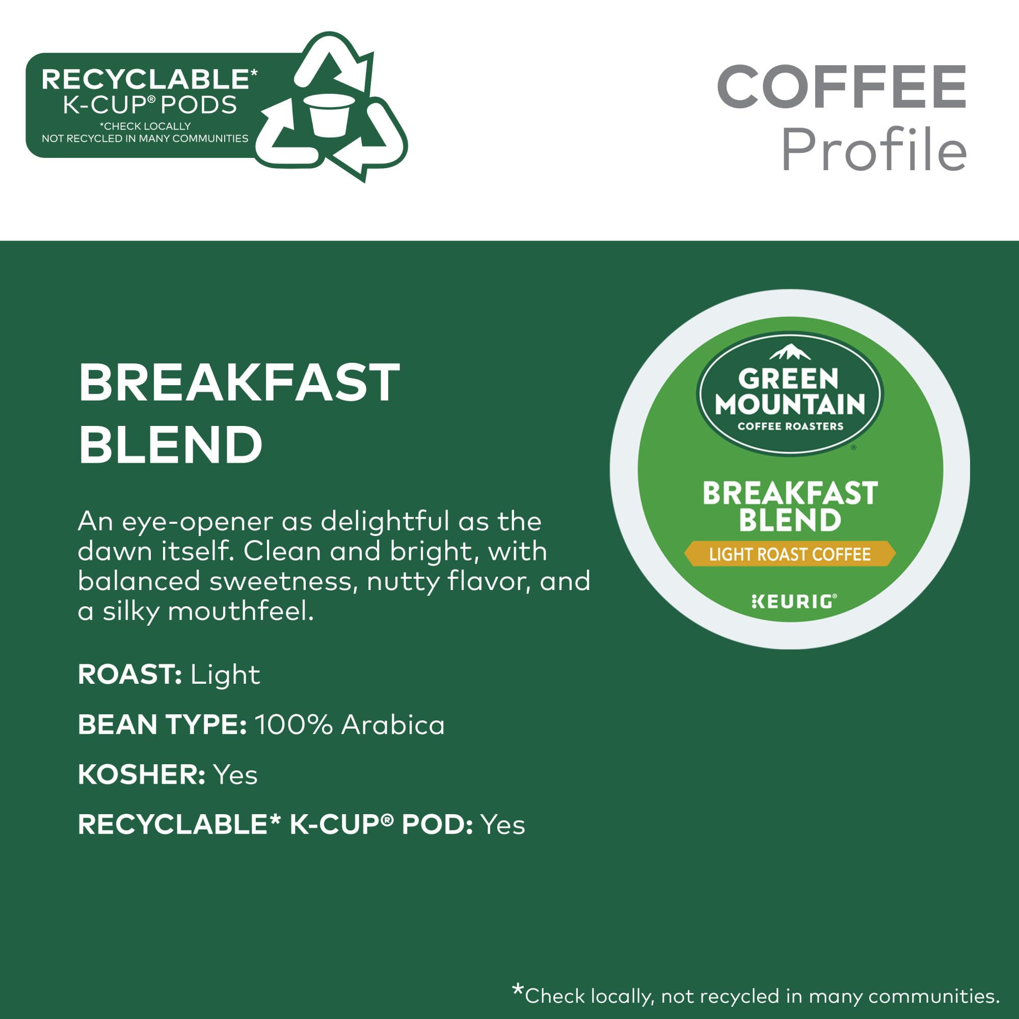 Green Mountain 100% Arabica beans image emphasizing premium, balanced flavor.
