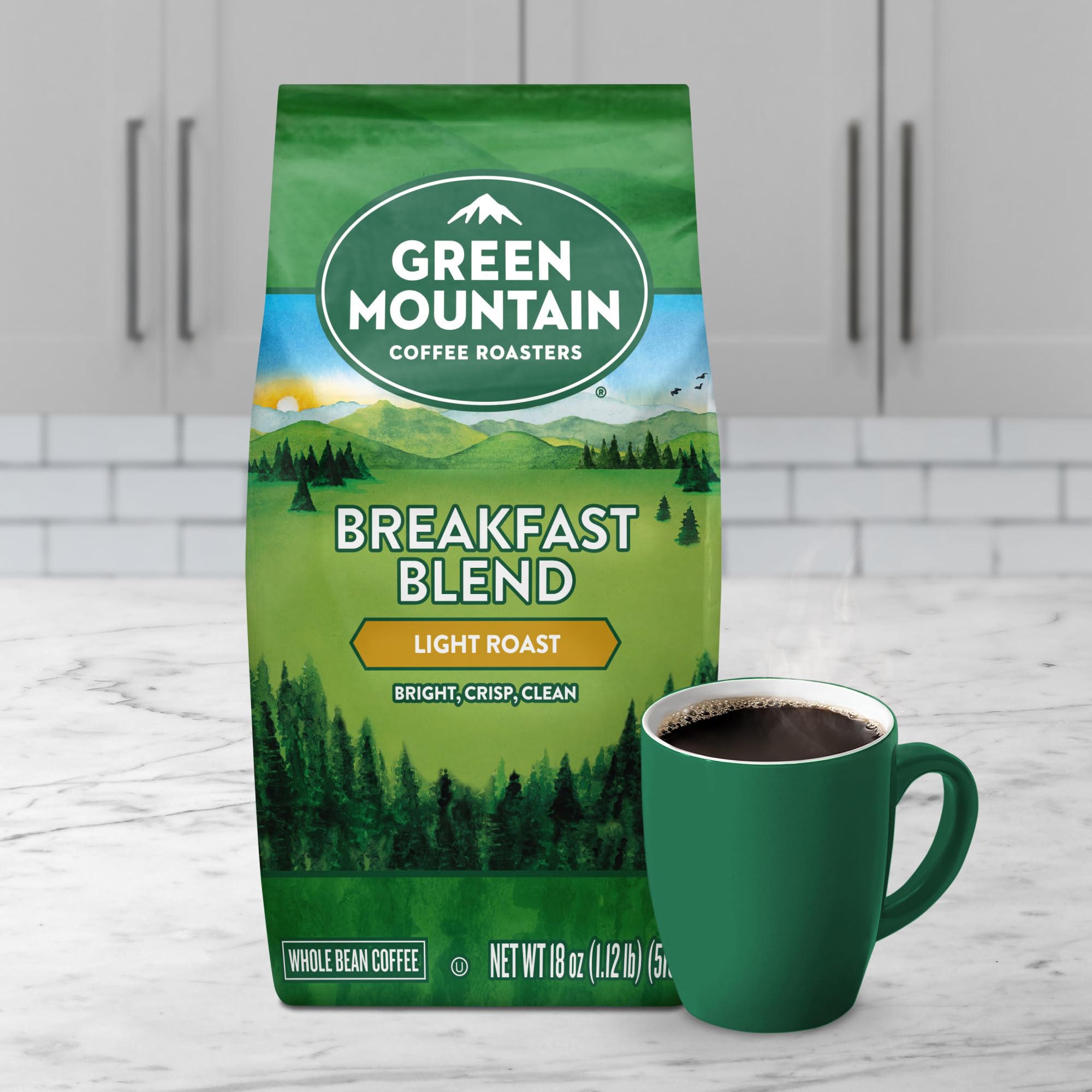 Green Mountain Breakfast Blend brew setup for easy pour-over.