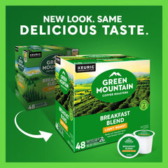 Green Mountain Breakfast Blend cup steaming reveals bright, balanced flavor.