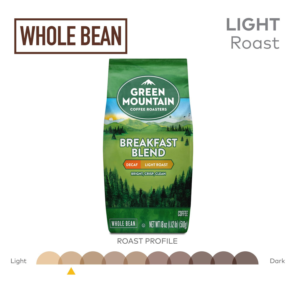 Green Mountain Breakfast Blend Decaf cup steaming invites cozy mornings