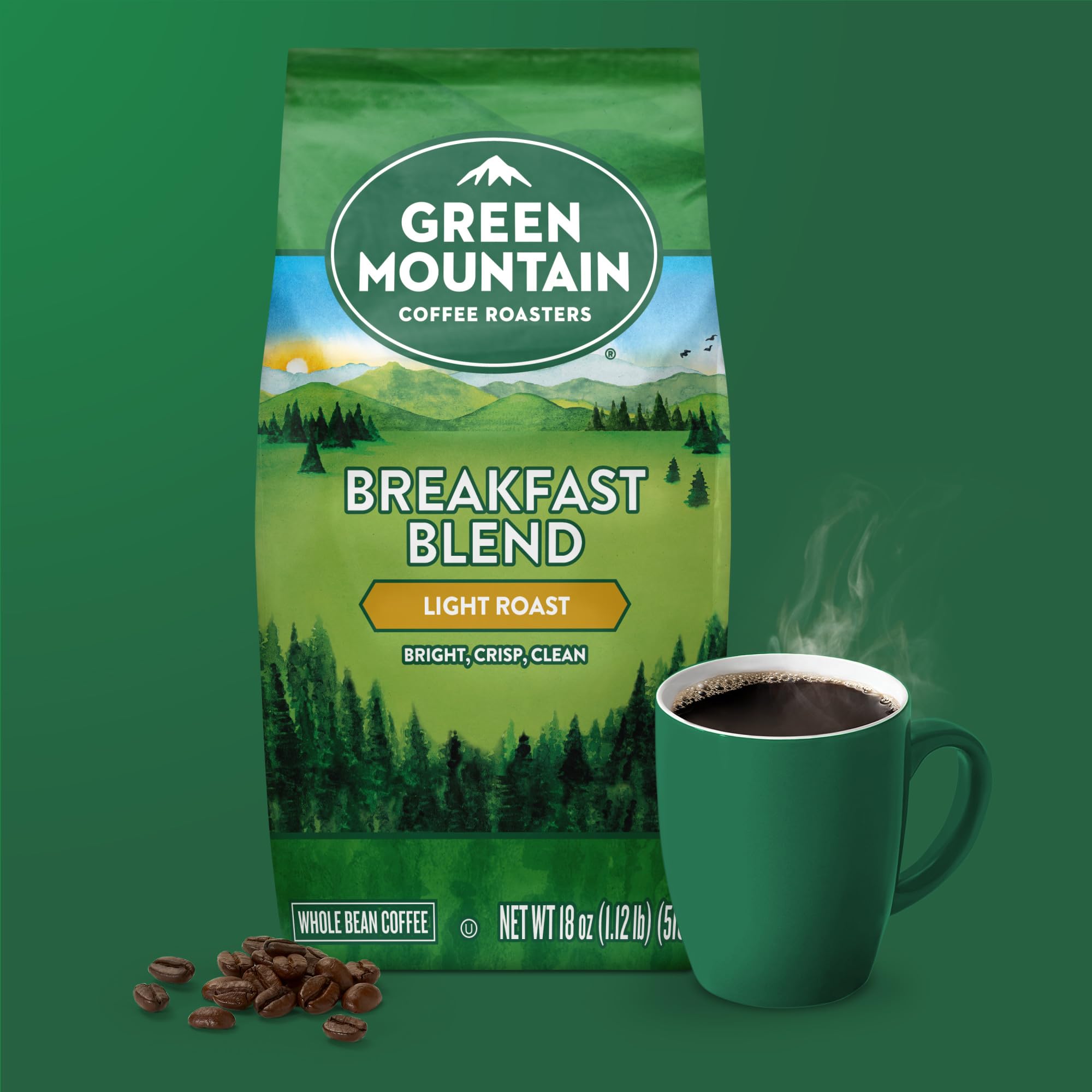 Green Mountain Breakfast Blend ground coffee for quick, flavorful brews.