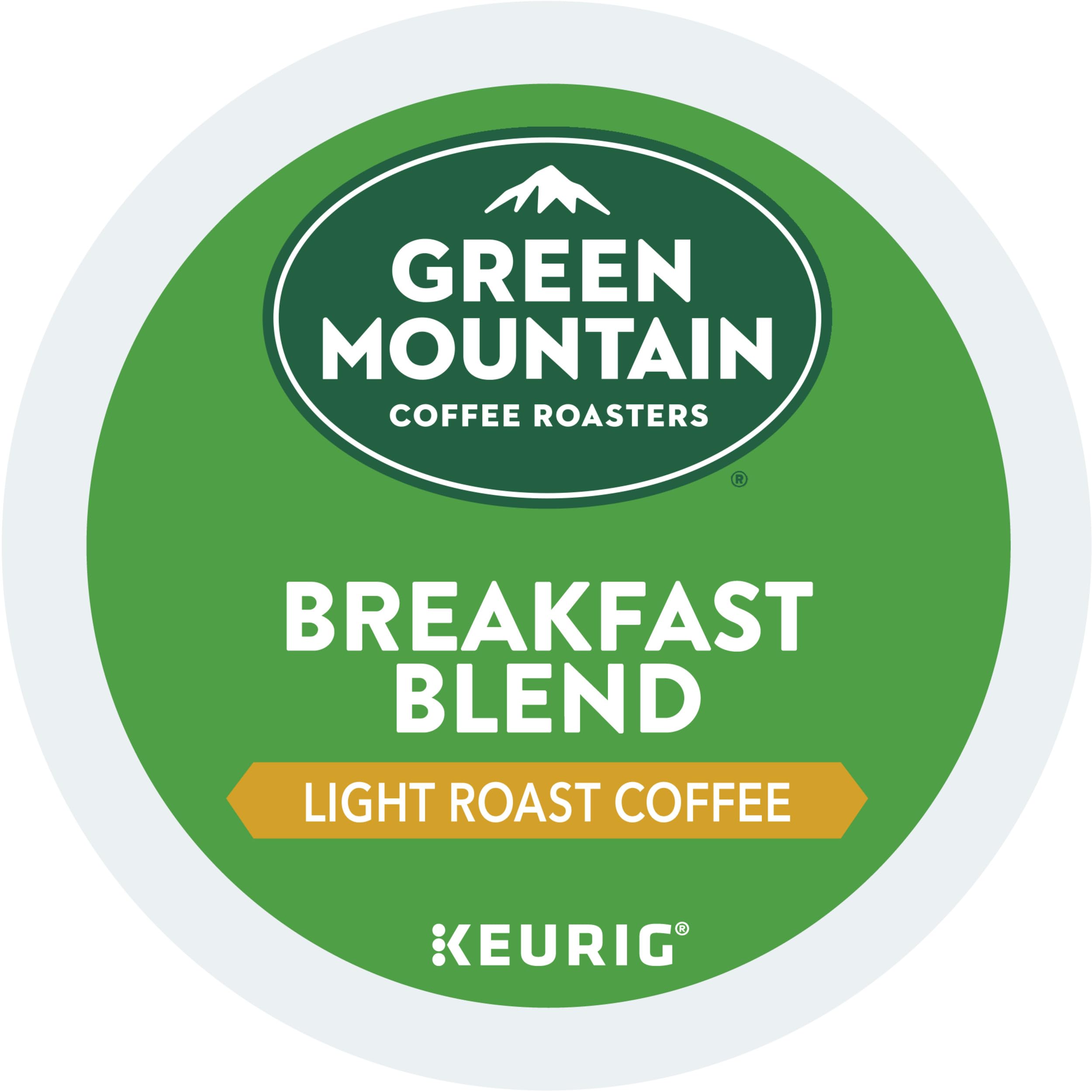 Green Mountain Breakfast Blend K-Cup pod offers balanced sweetness and a silky finish.