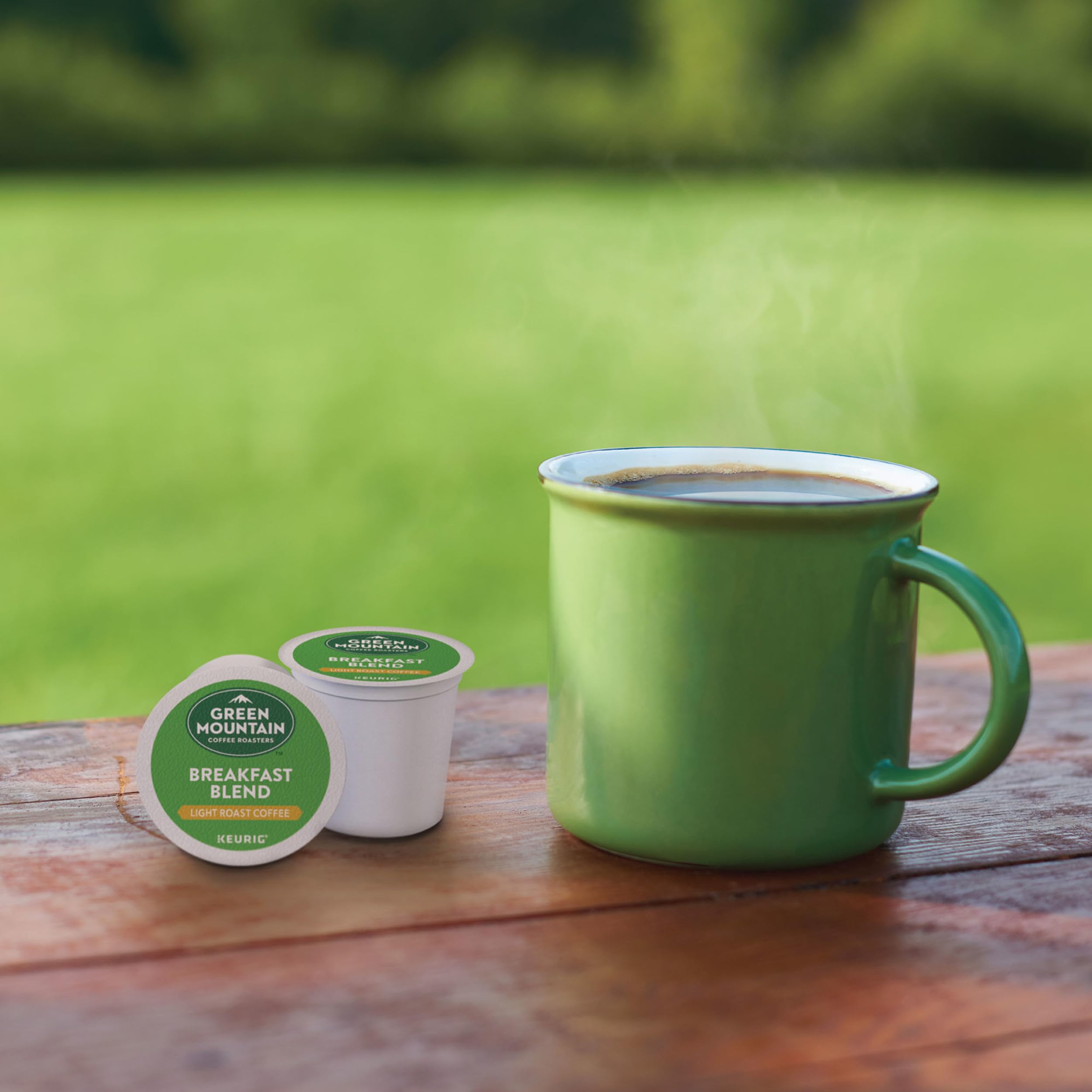 Green Mountain Breakfast Blend K-Cup pod is compatible with most Keurig machines.