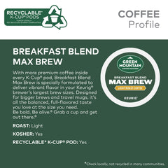 Green Mountain Breakfast Blend Max Brew box—60-count pack for steady coffee moments.
