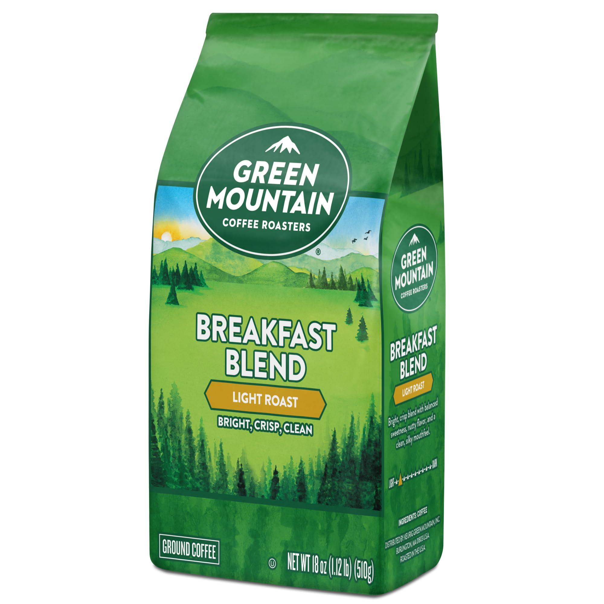 Green Mountain Breakfast Blend sustainably sourced beans support responsible farming.