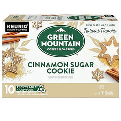 Green Mountain Cinnamon Sugar Cookie bag emphasizes 100% responsibly sourced coffee.
