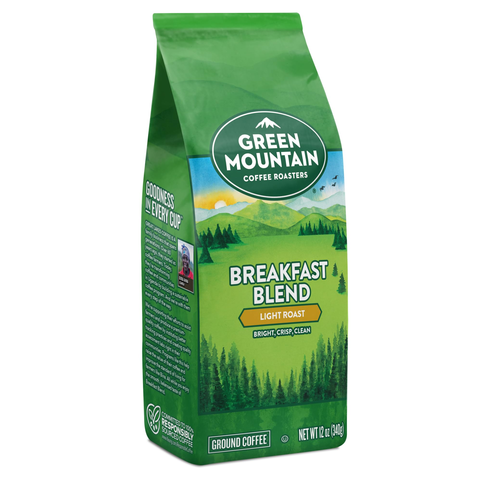 Kosher label on Green Mountain Breakfast Blend signals quality.