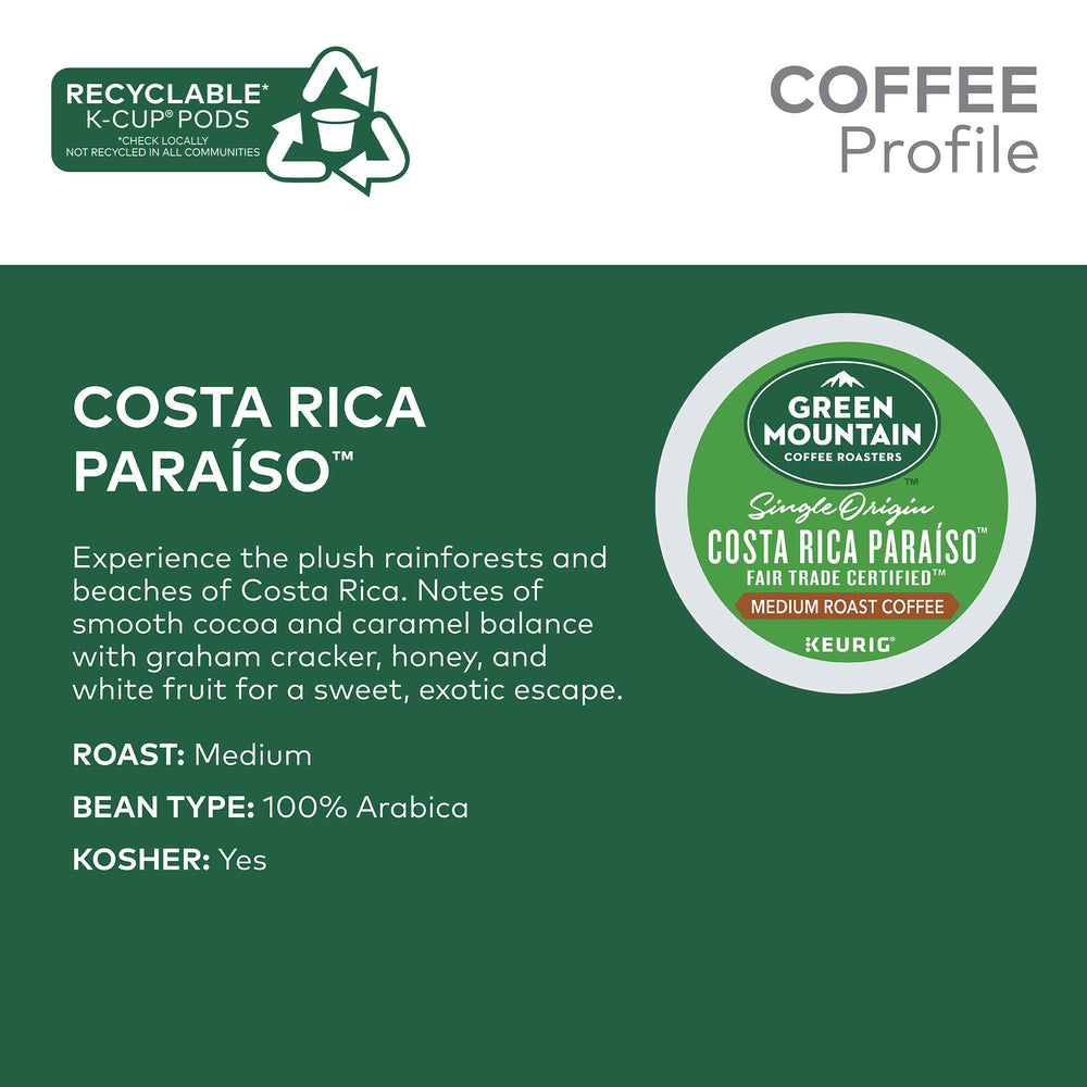 Green Mountain Coffee Roasters Costa Rica Paraiso Arabica beans deliver balanced flavor