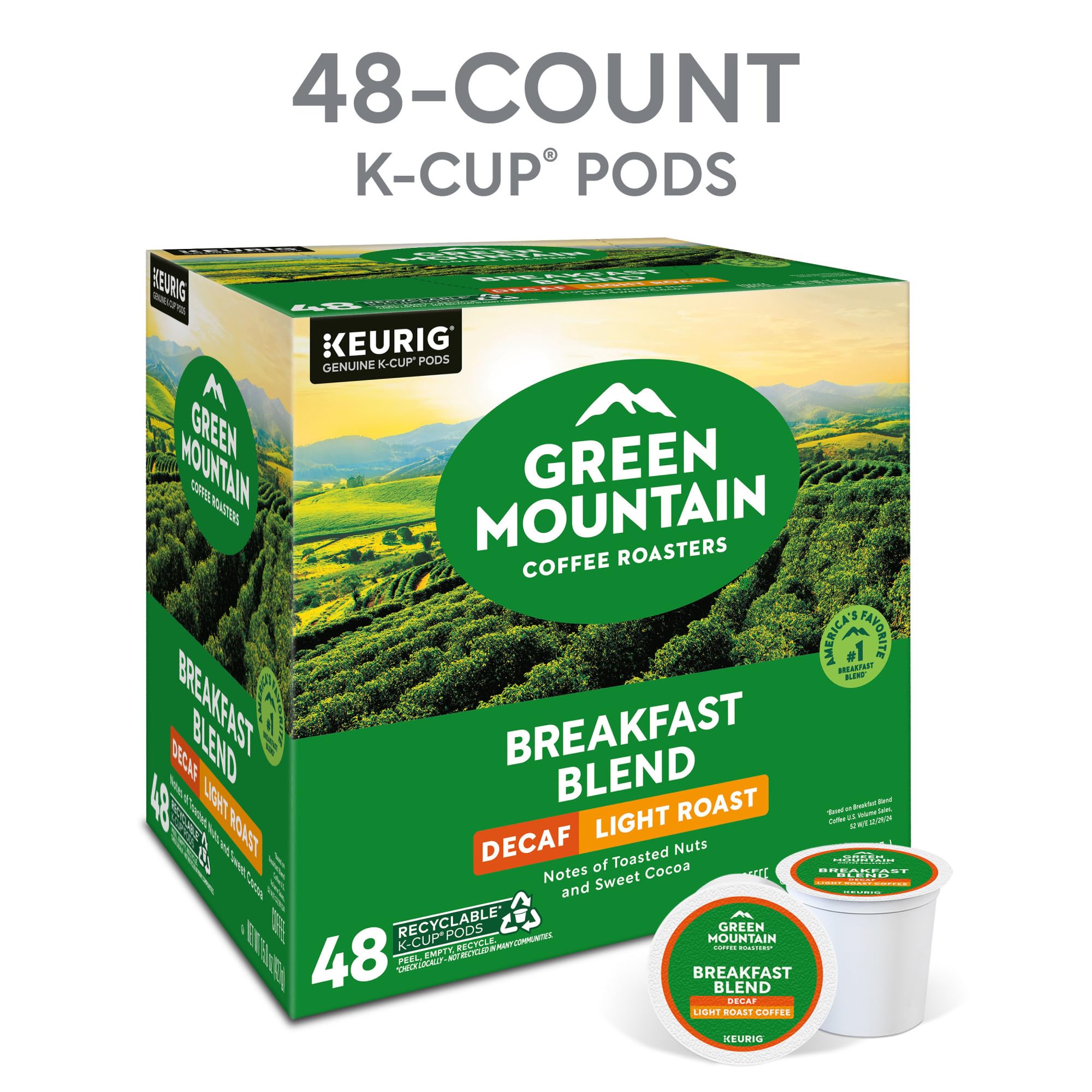 Green Mountain Coffee Roasters balanced sweetness with nutty notes K-Cup pod.