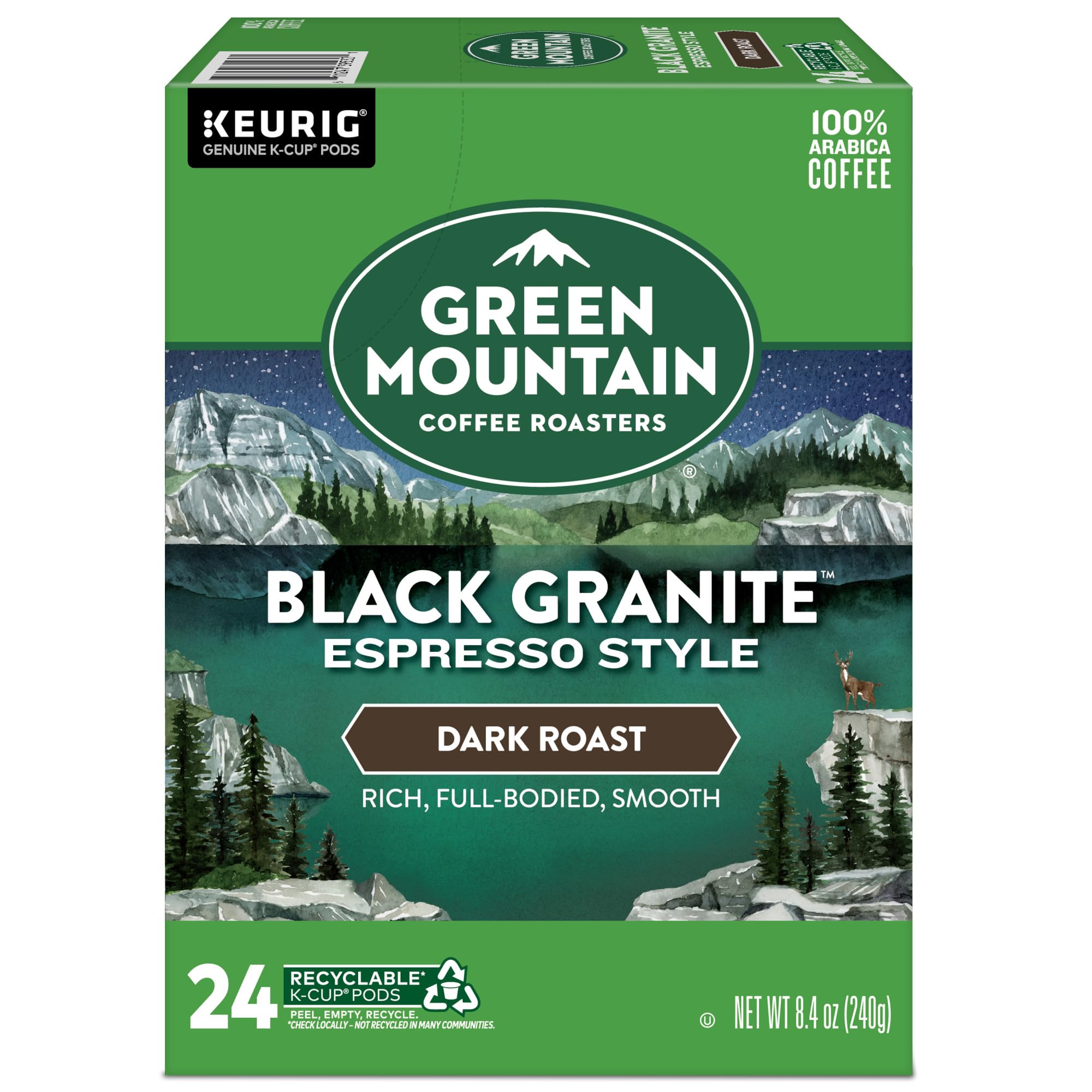 Green Mountain Coffee Roasters Black Granite 96-count K-Cup package for quick servings