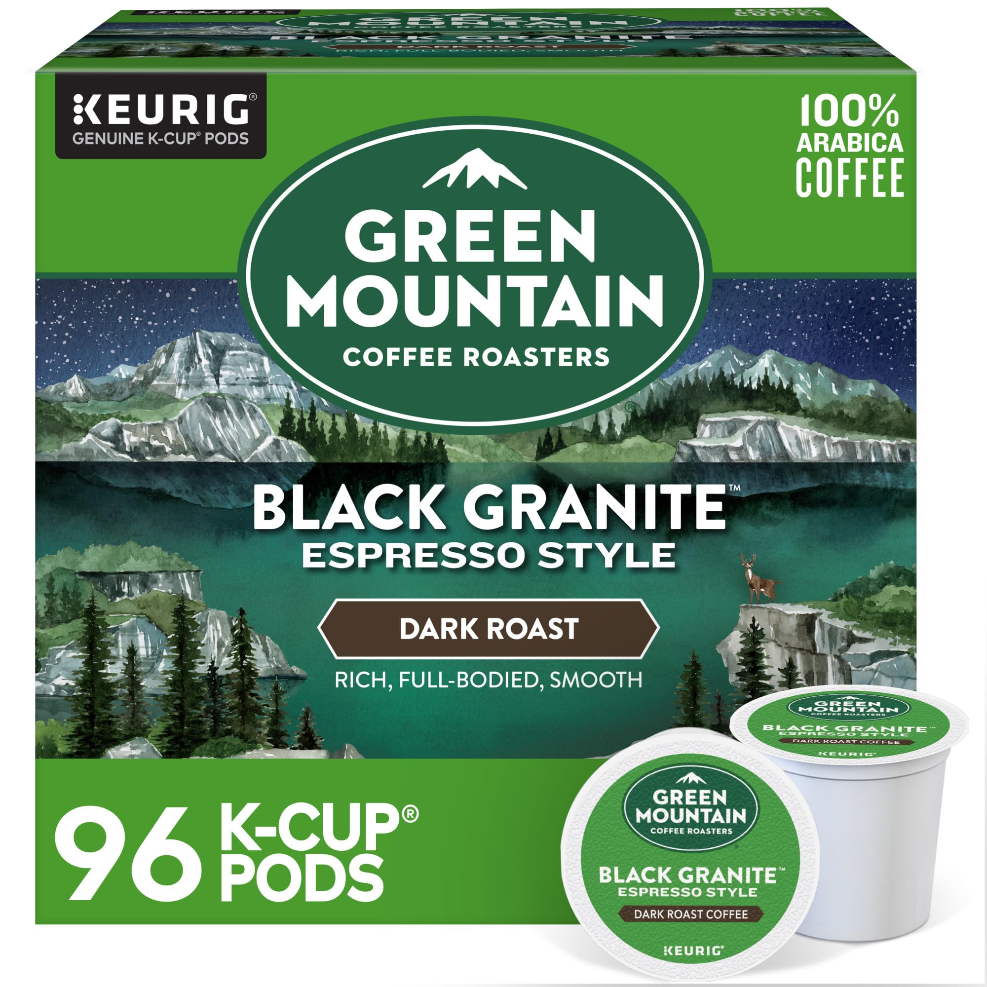 Green Mountain Coffee Roasters Black Granite espresso pod for bold, quick brew at home