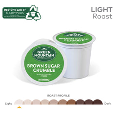 Green Mountain Coffee Roasters Brown Sugar Crumble box and cup ready to brew.