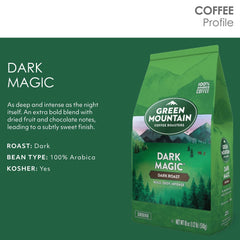 Green Mountain Roasters Dark Magic brew in a cup delivers richness