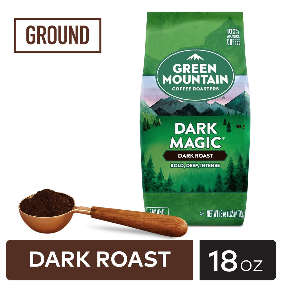 Green Mountain Coffee Roasters Dark Magic coffee beans reveal deep flavor