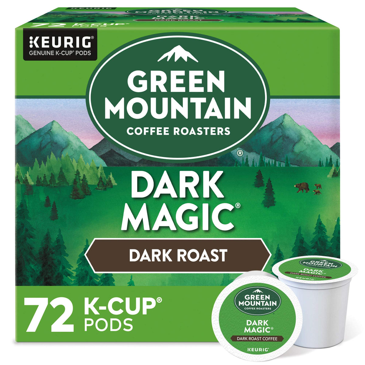 Green Mountain Dark Magic K-Cup pod—bold, rich mornings.