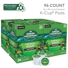 Green Mountain dark roast Arabica beans offer velvety body and rich aroma.