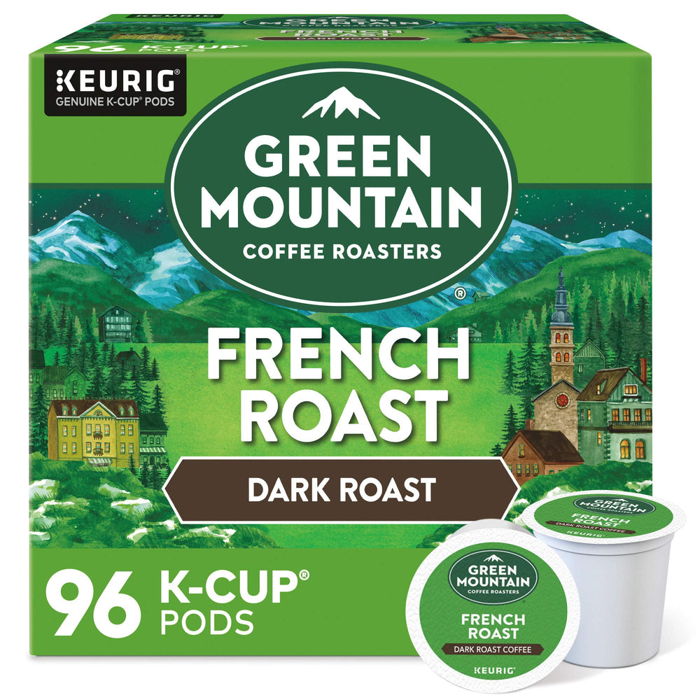 Green Mountain French Roast K-Cup pods deliver bold flavor in every cup.
