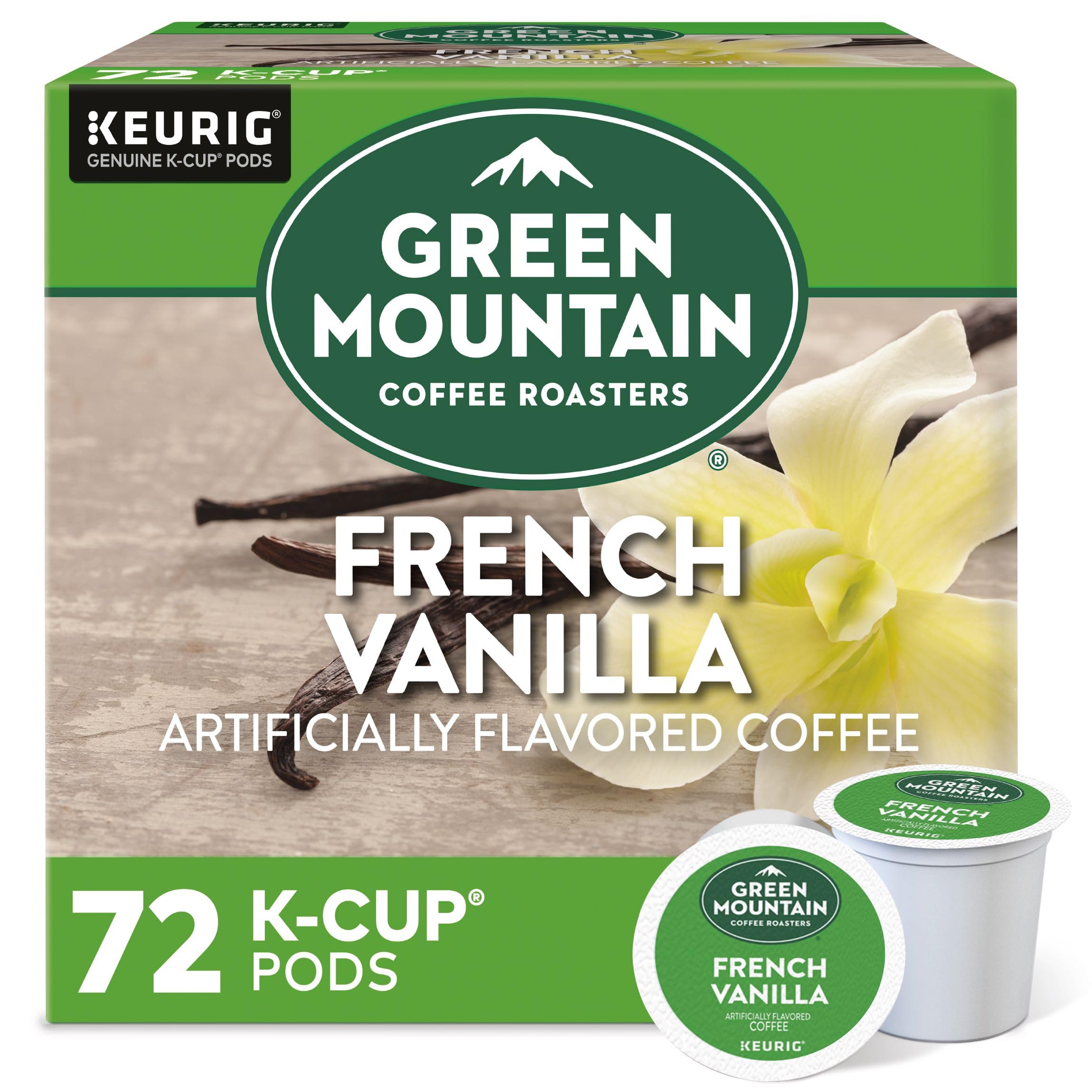 Green Mountain Coffee Roasters French Vanilla K-Cup pod brewing a smooth light roast