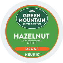 Green Mountain Hazelnut Decaf K-Cup box showing 72-count packaging