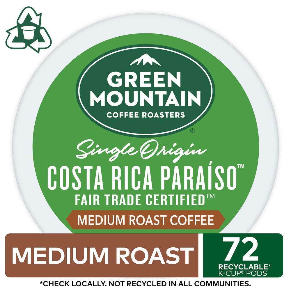 Green Mountain Coffee Roasters Costa Rica Paraiso K-Cup pods packaging detail for quick grab-and-go