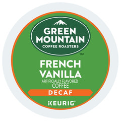 Green Mountain Coffee Roasters French Vanilla Decaf K-Cups pack with inviting vanilla aroma.