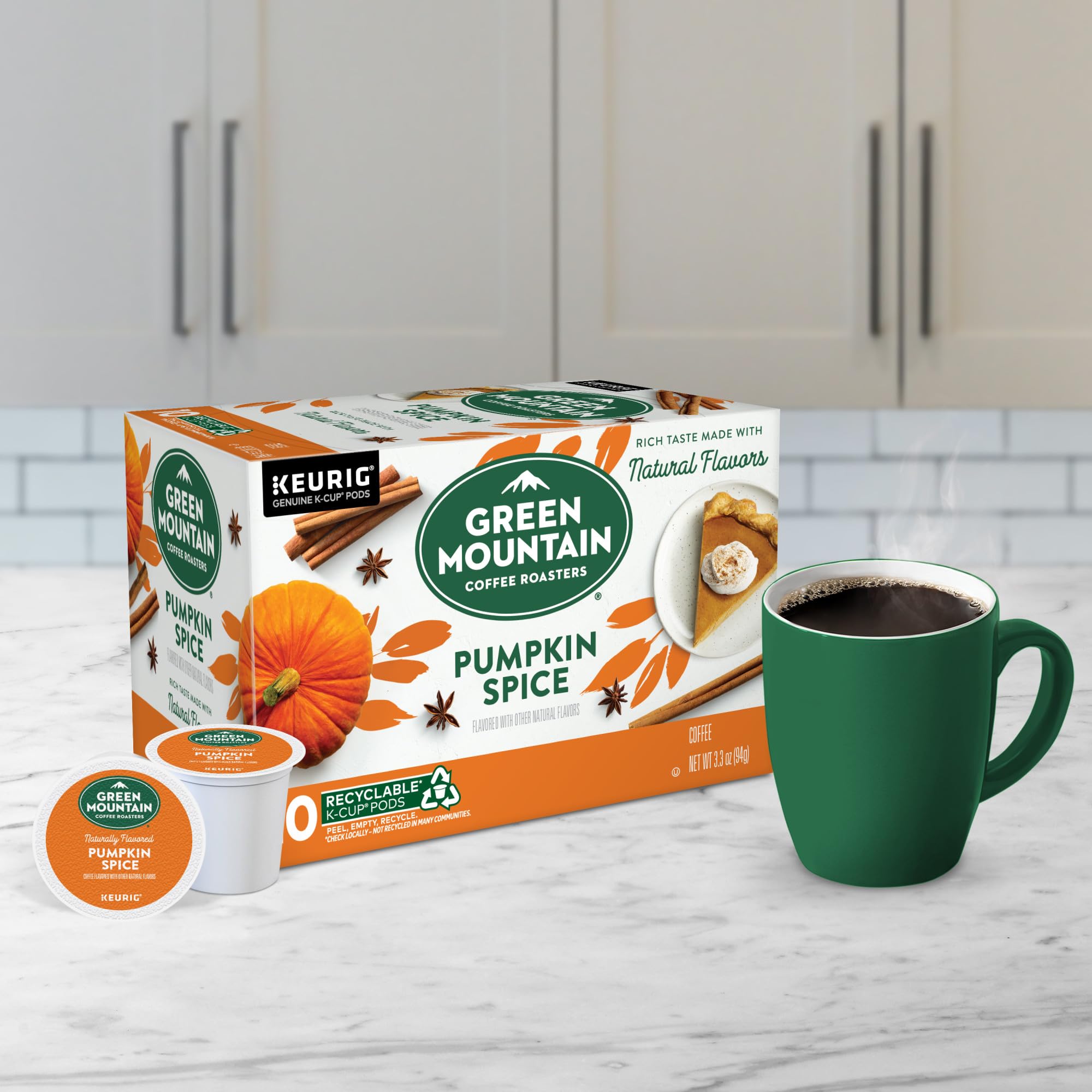 Orthodox Union Kosher certification on Green Mountain coffee products.
