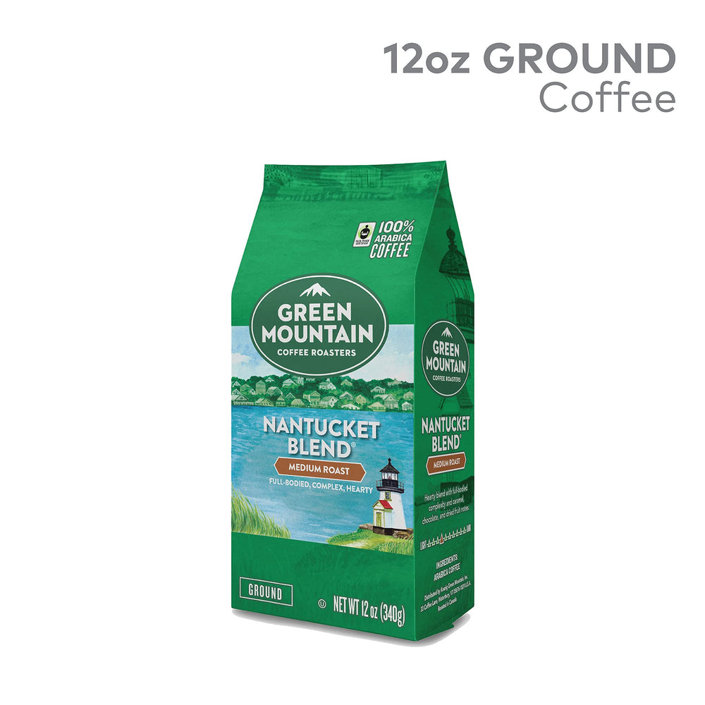 Green Mountain Nantucket Blend cup—sensory warmth with berry-hued origins and smoky French Roast accents