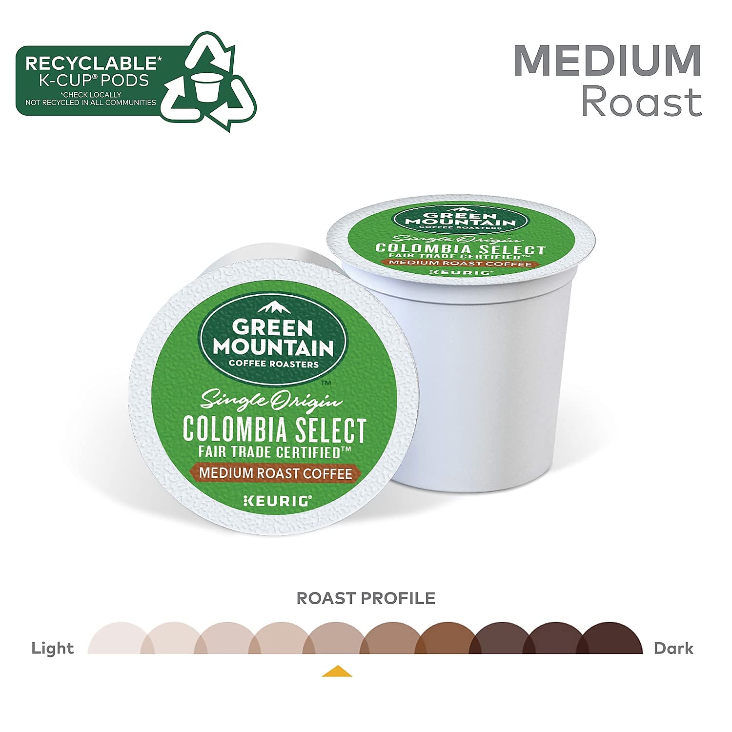 Green Mountain Colombia Select Fair Trade label highlighting ethical sourcing