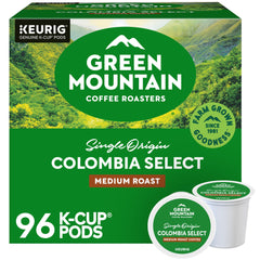 Green Mountain Colombia Select K-Cup pod ready for quick, single-serve coffee.