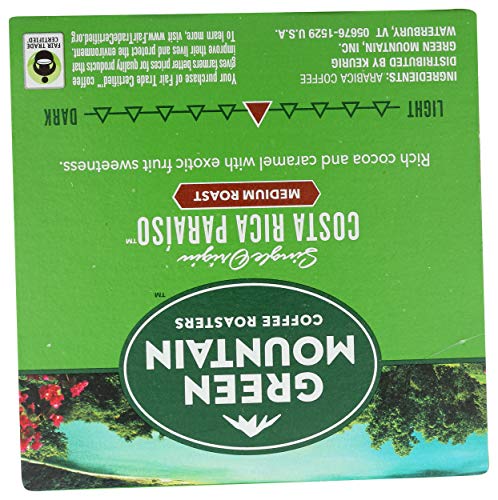 Green Mountain Costa Rica Paraiso K-Cup recyclable packaging details for eco-conscious buyers.