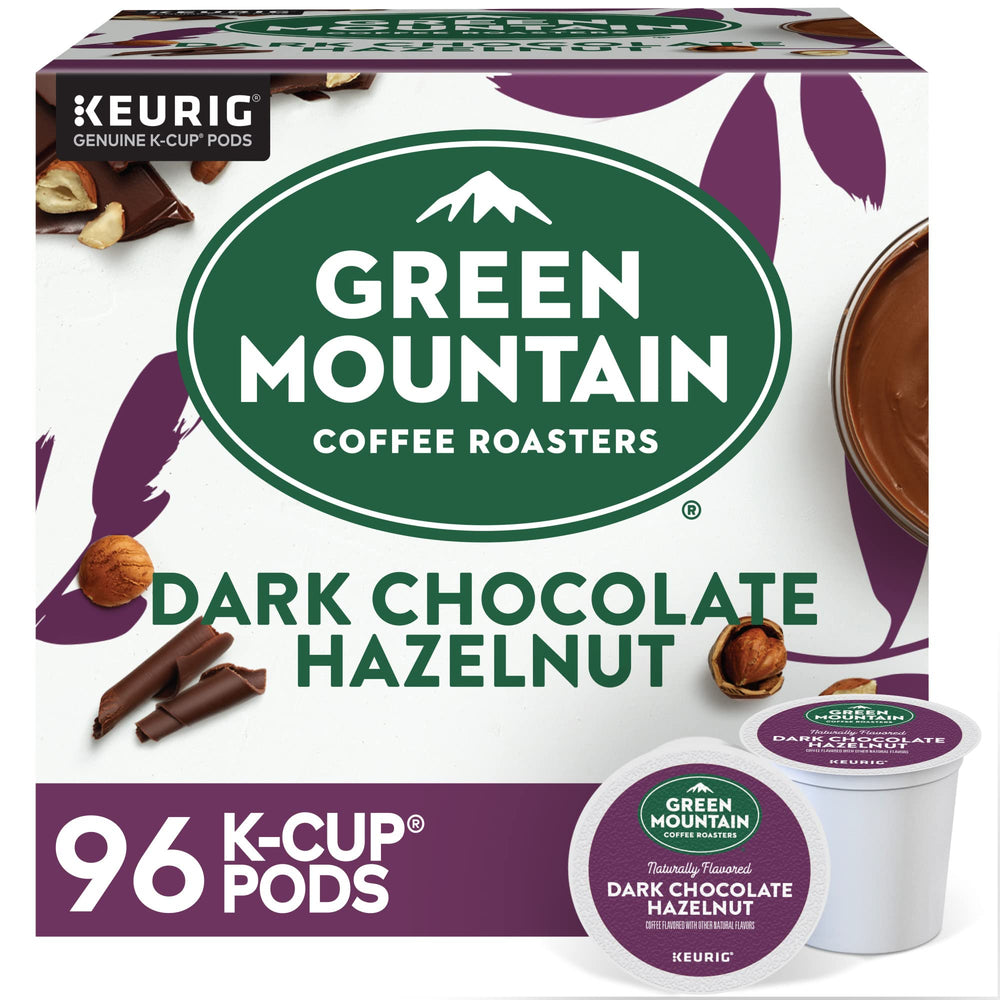 Green Mountain Dark Chocolate Hazelnut K-Cups front view for easy single-serve brewing