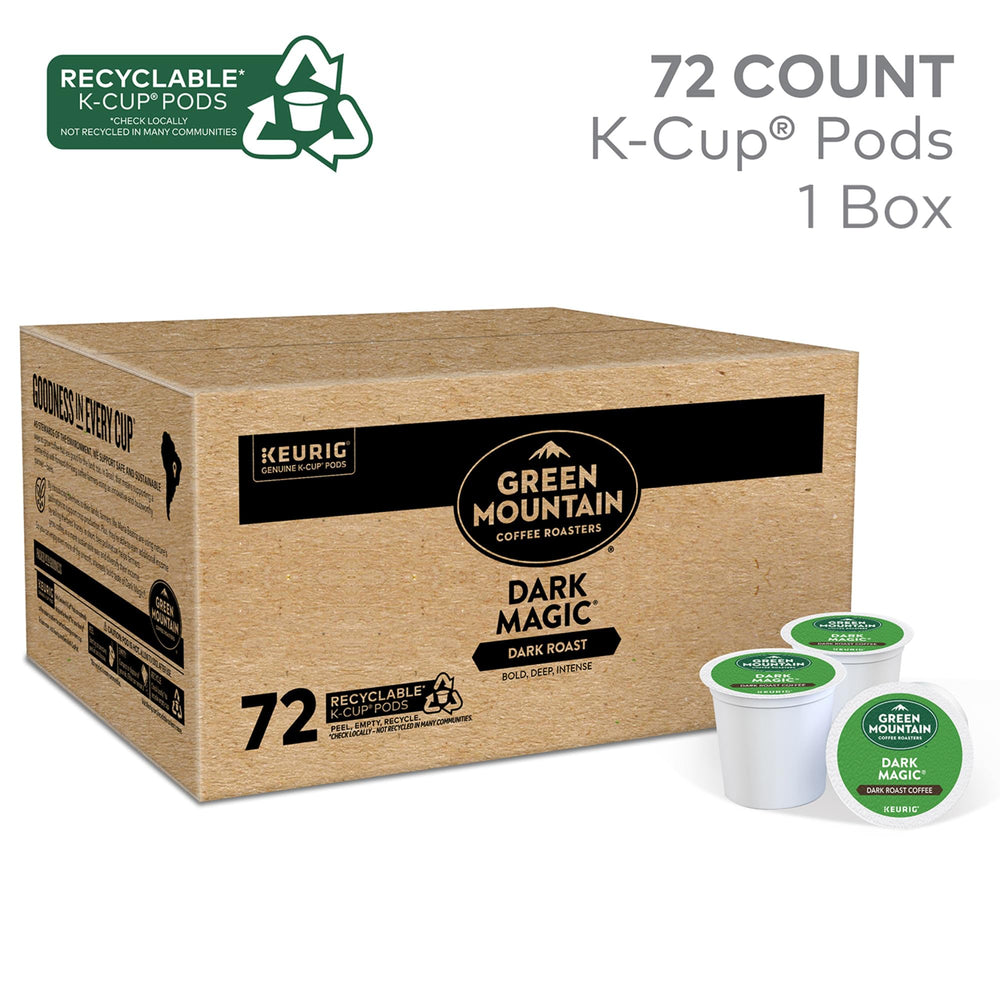 Green Mountain Dark Magic Arabica beans deliver consistent quality.