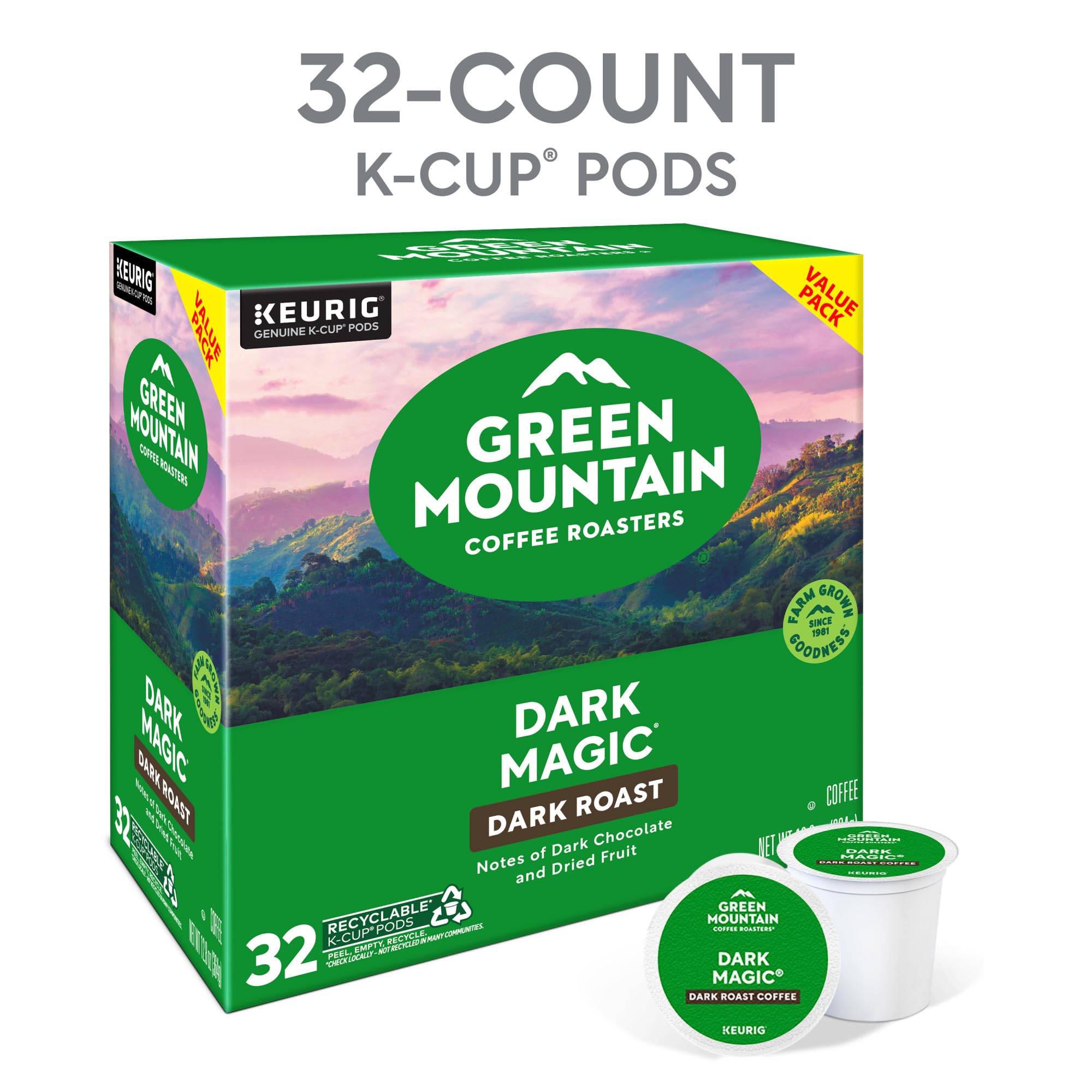 Green Mountain Dark Magic coffee beans ready for grinding