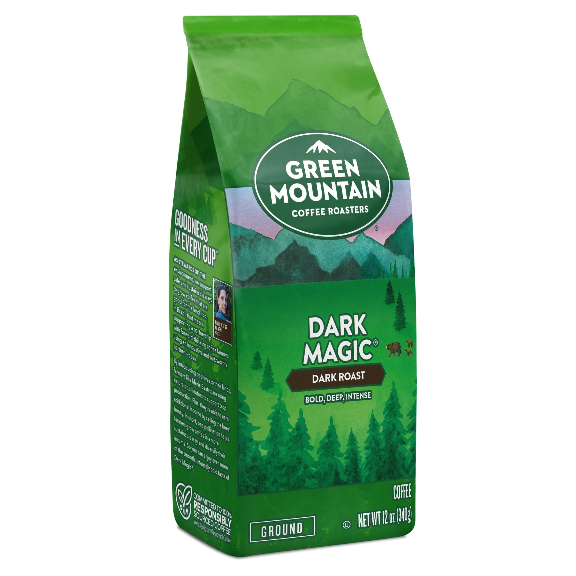 Pouring hot water over Green Mountain Dark Magic.