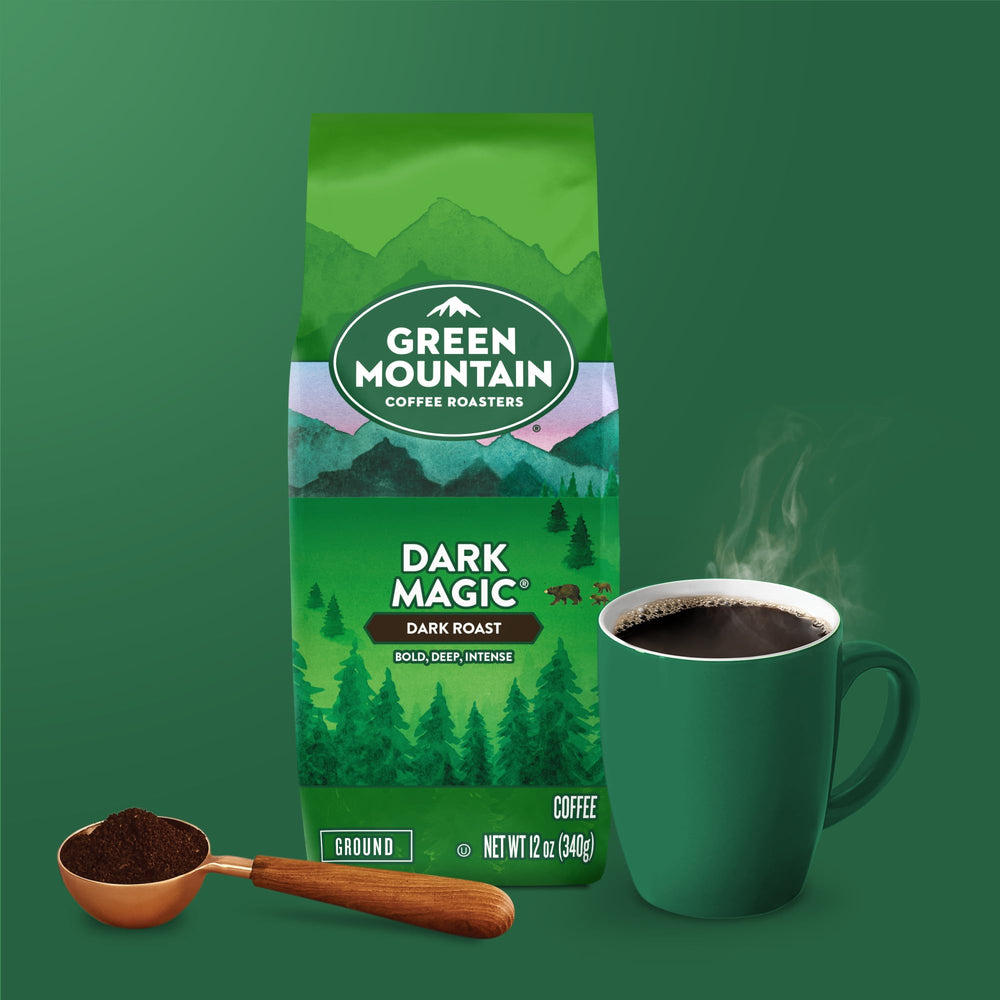 Rich dark roast aroma highlighted by Green Mountain Dark Magic.
