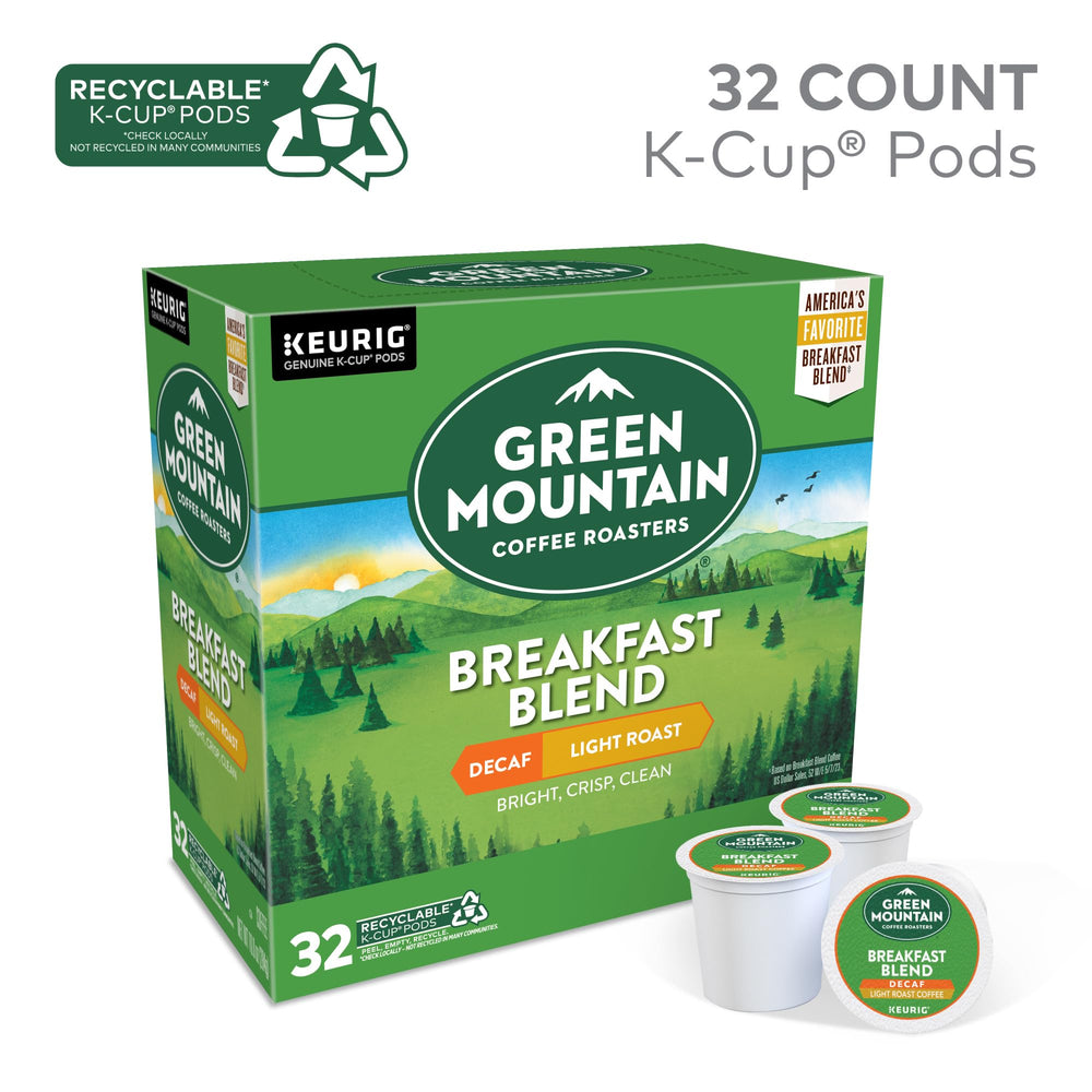 Green Mountain decaf breakfast K-Cup pod with foil lid for freshness