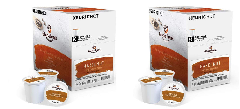Green Mountain Gloria Jean's Hazelnut K-Cups packaging showing two boxes for convenient Keurig brews