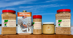Green Mountain Goodness Maple Sprinkles Jar closeup highlights light, crunchy maple topping