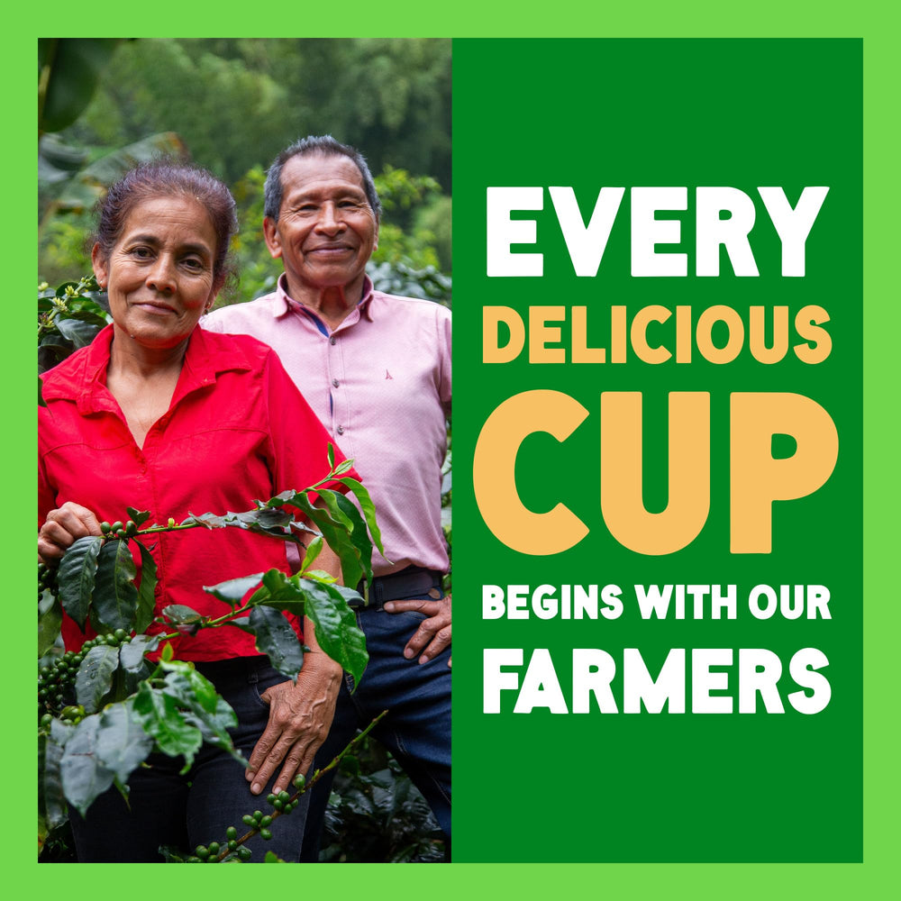 Green Mountain Half Caff K-Cup pods on side view for easy mornings