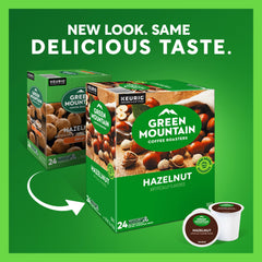 Green Mountain Hazelnut coffee box showcasing premium flavor and easy Keurig compatibility.