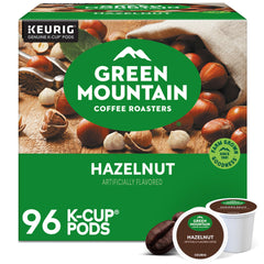 Green Mountain Hazelnut K-Cup pod on a counter for quick, convenient brews.