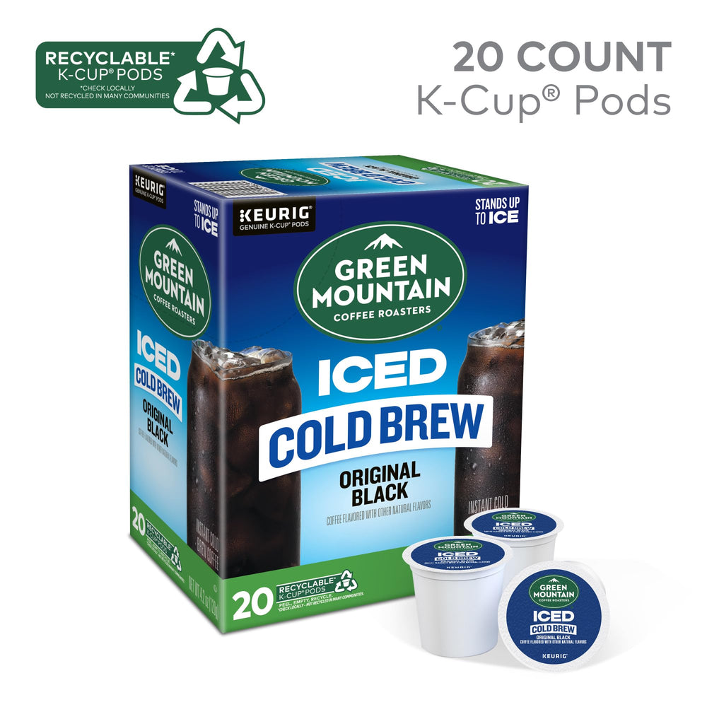 Green Mountain Keurig-compatible iced coffee pod for quick mornings.