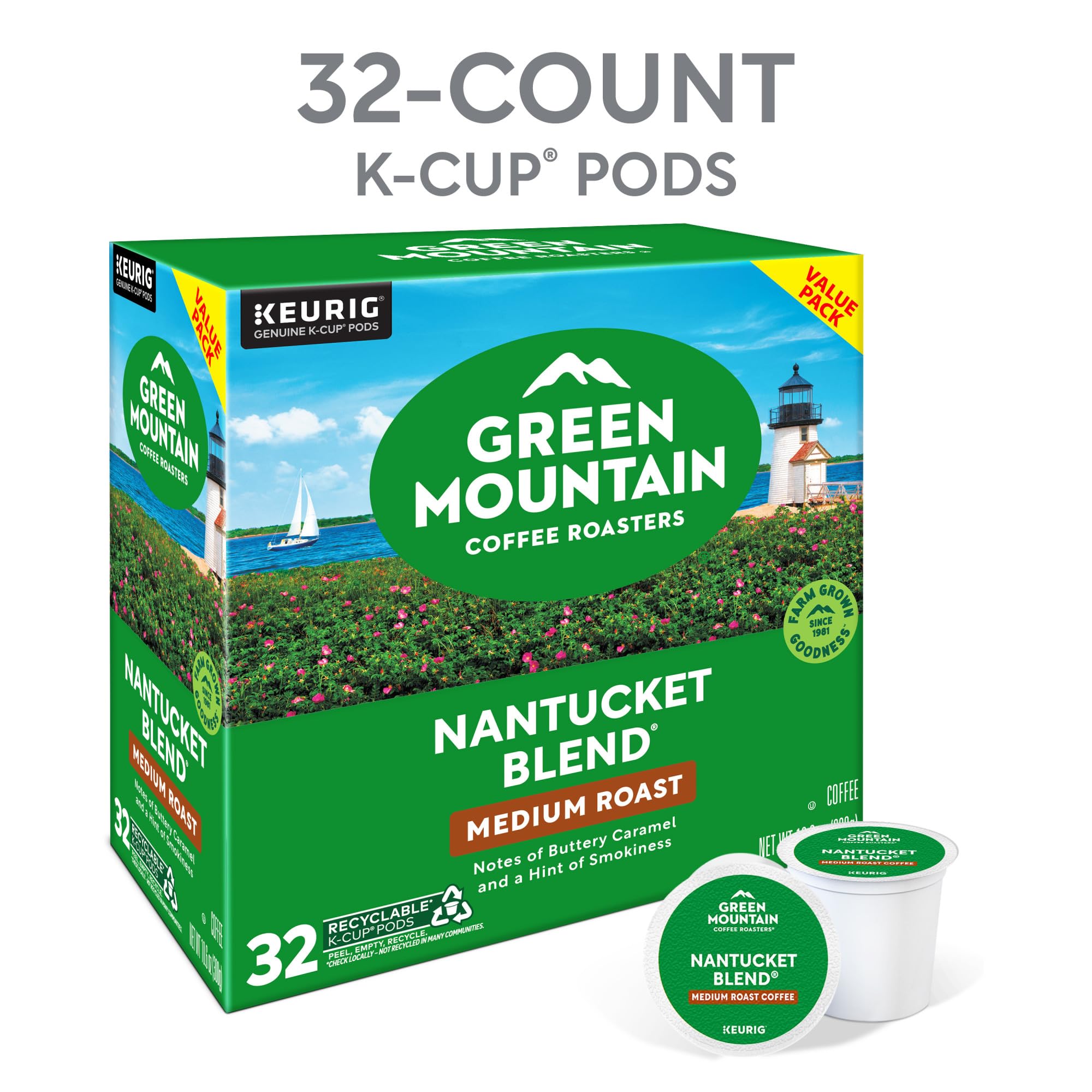 Close-up of Green Mountain Nantucket Blend beans signaling Arabica quality.
